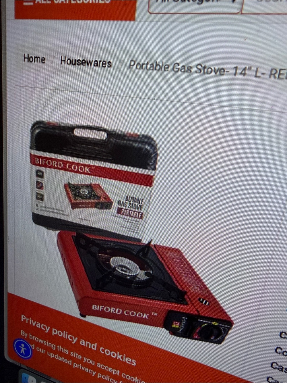 Red Biford Cook Portable Butane Gas Stove